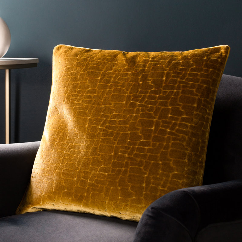 Geometric Square Cushion, Mustard