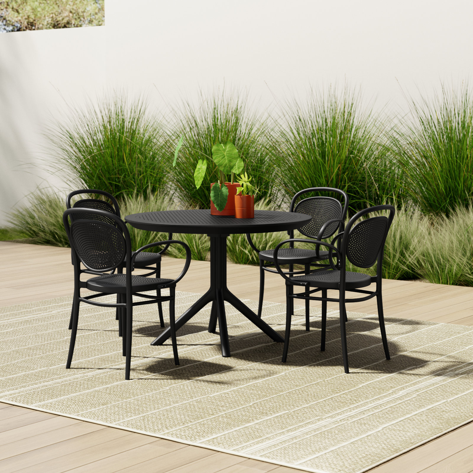 Farrah 41" Patio Dining Set, Black