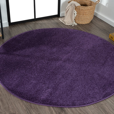 Athaniel Solid Low-Pile Purple Rug