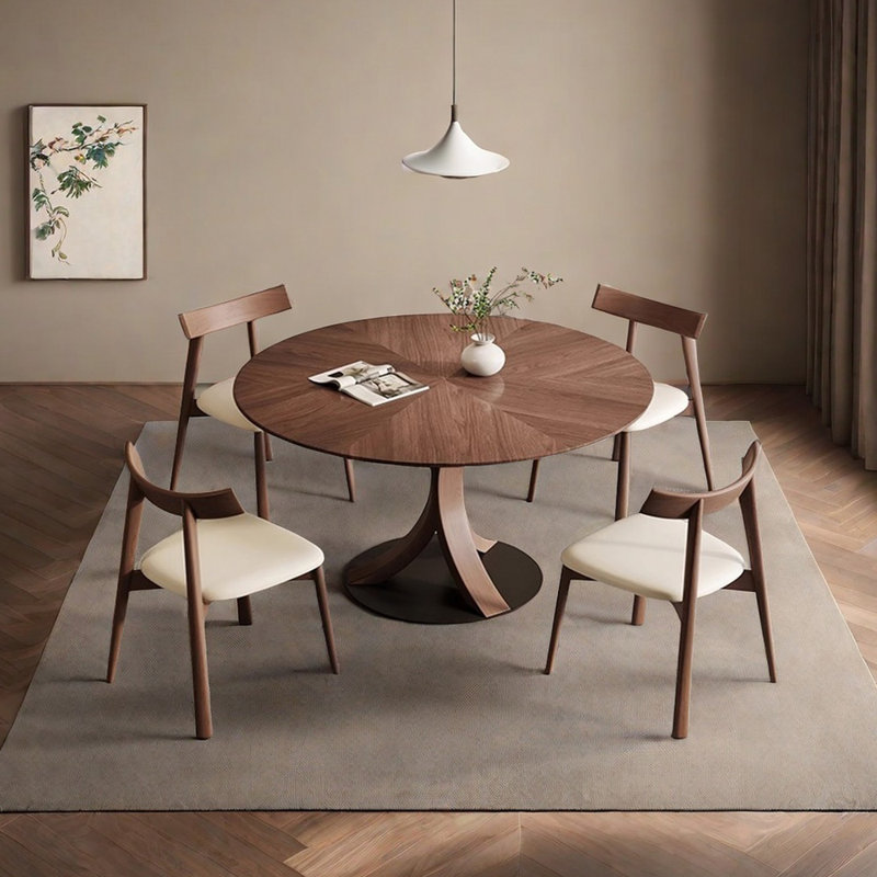 Solid wood ash dining table set, 29.53"H x 51.18"L x 51.18"W