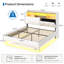 Floating Bed Frame with Charging Station, LED Lights and Upholstered Headboard for Bedroom, Modern Floating Beds with Hidden Storage Compartment, No Box Spring Needed-1767633209-1767633210