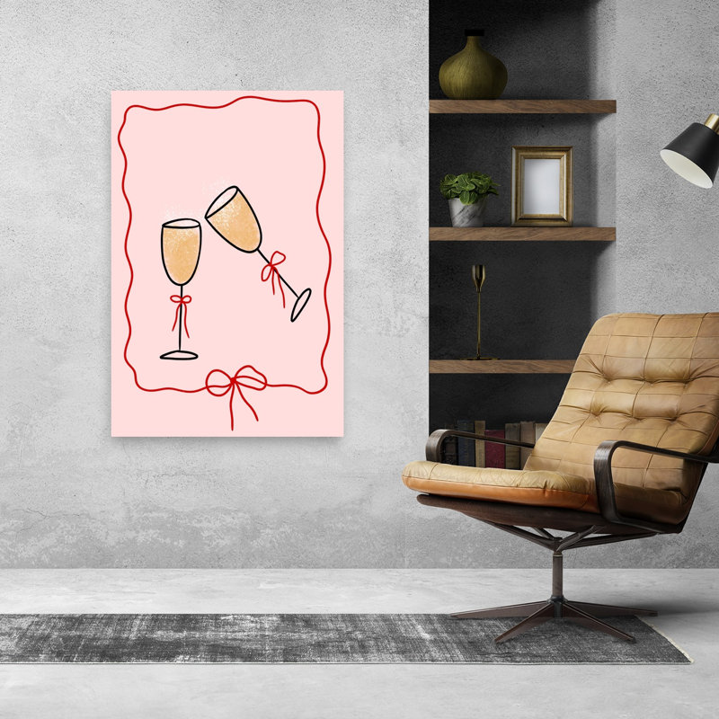 Champagne Cheers, impression d'art contemporain romantique, H 48 po x l 32 po
