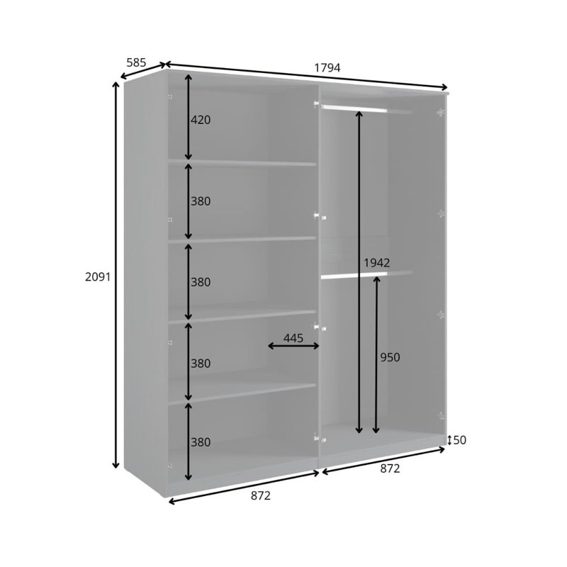 Mond 3 Door Manufactured Wood Wardrobe