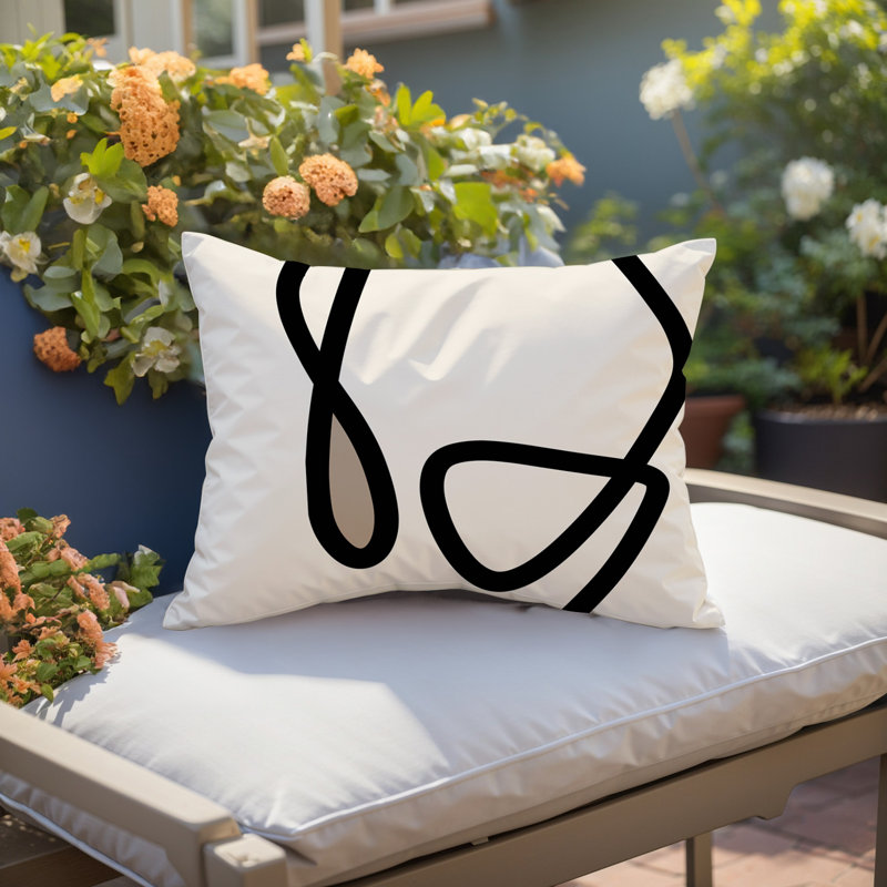 Coussin lombaire réversible intérieur / extérieur Jai Abstract, H 14 po x l 20 po, Beige