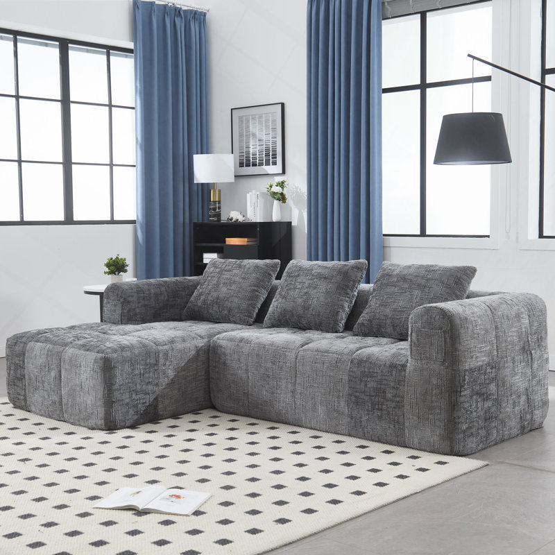 Luxueux canapé modulaire avec poches latérales et matériaux durables pour un confort ultime, Gris