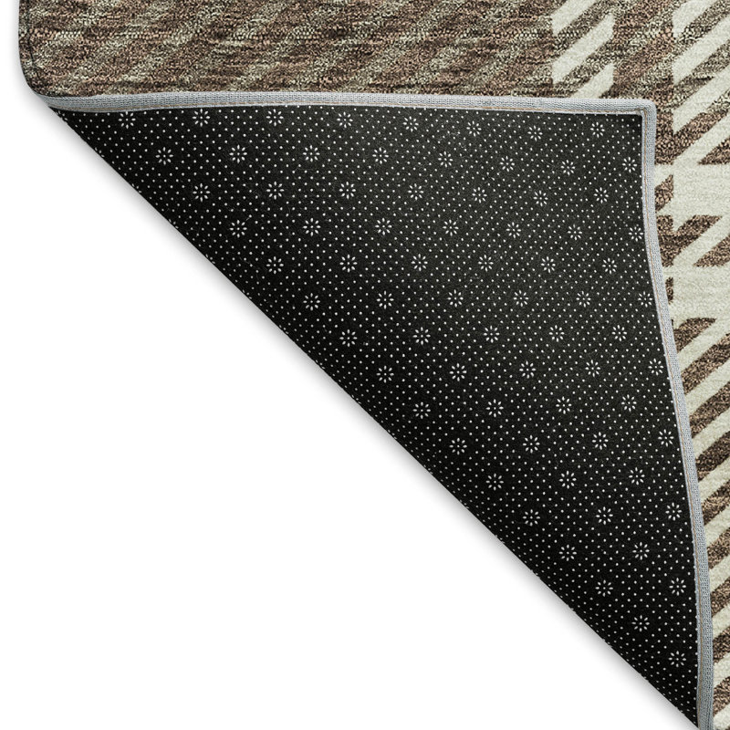 Premium Machine Washable Prisco Brown Rug, Rectangle 8' x 10'