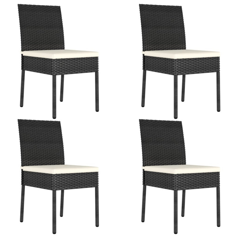 Chaise d'appoint de patio avec coussin Couey, Crème, Noir