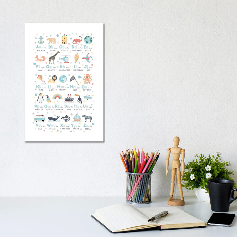 Boys Illustrated Alphabet - Wrapped Canvas Print, 20.32 cm H x 30.48 cm W