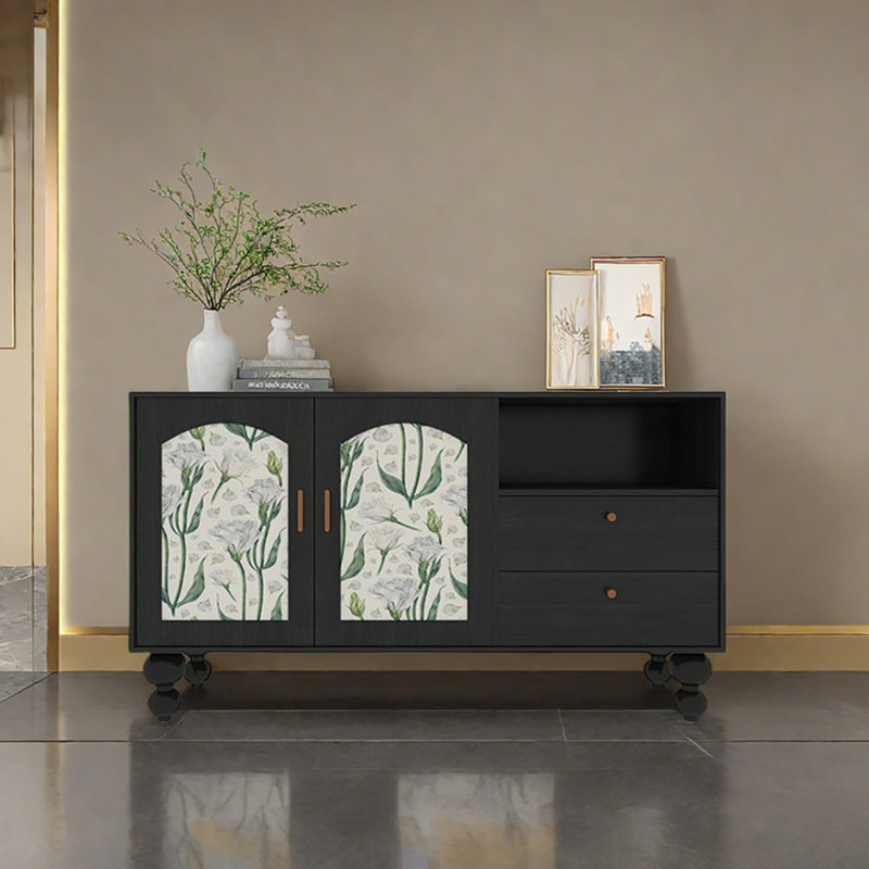 59.1in Large Capacity Sideboard Buffet, Black