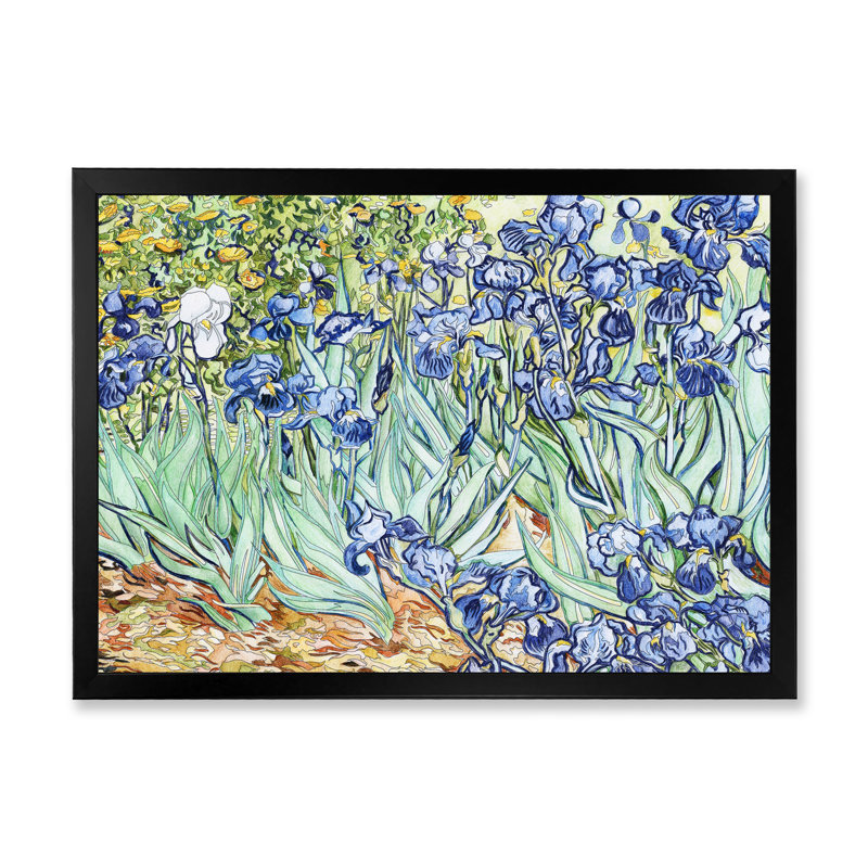 «Modern Irises Vincent Van Gogh», reproduction sur toile flottante, Cadre noir, H 24 po x l 36 po x P 1 po