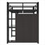 Lit mezzanine double en métal avec bureau, tablettes, armoire