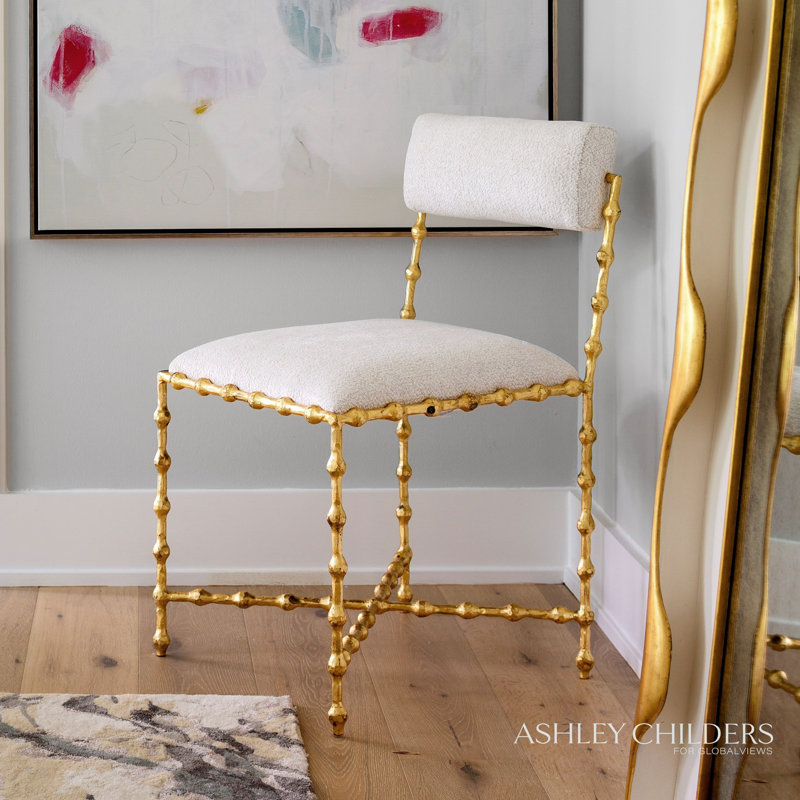 Elder Dining Chair-Leaf-Avoletta, Ivory, Gold
