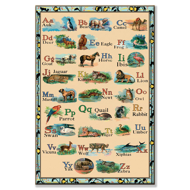 « animal alphabet », impression sur toile tendue, 24 po x 36 po