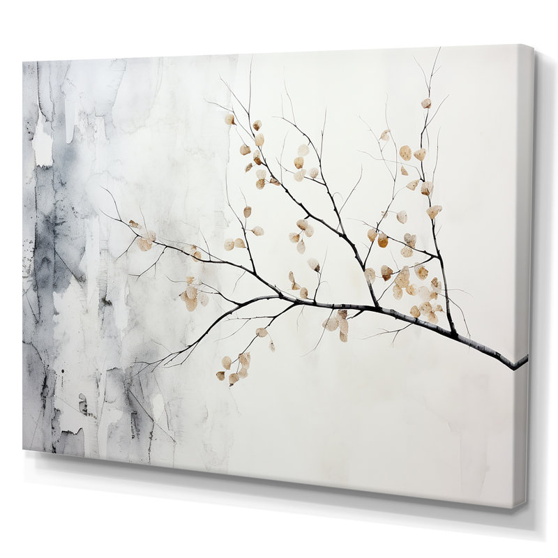 Arbre de minimalisme gris bouleau I sur toile, Toile tendue, H 24 po x l 32 po x P 1 po