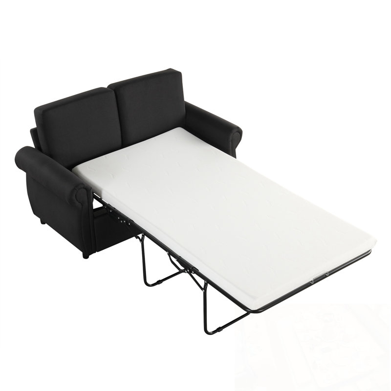 Canapé-lit escamotable avec deux ports USB, Noir