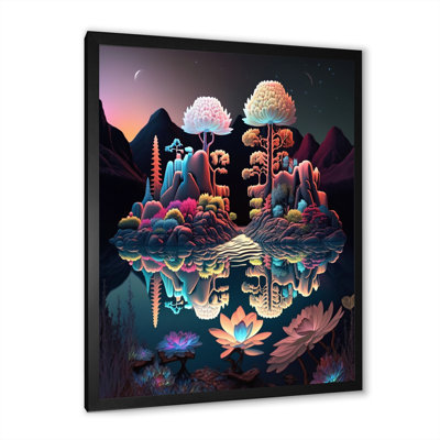 «Abstract Nocturnal Flora Mysterious Lake», reproduction sur toile