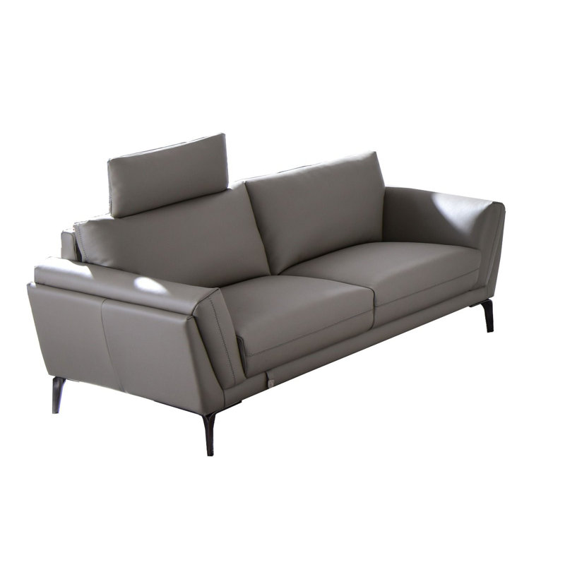 Causeuse en cuir fleur 59 po, Cuir véritable brun clair clair