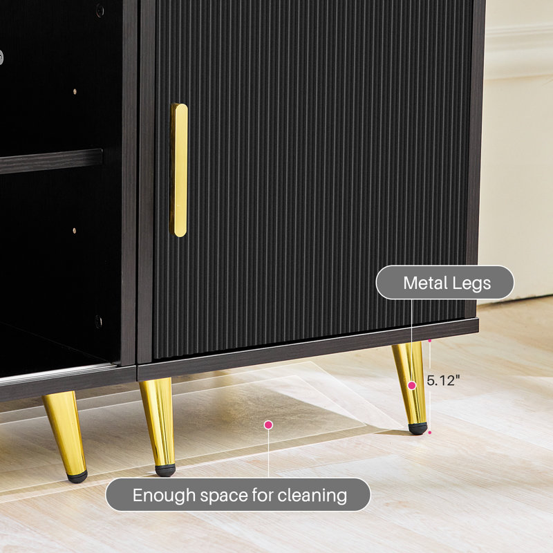 Kenzingtyn TV Stand for TVs up to 85" with Storage Function, Black