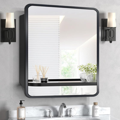 Armoire à pharmacie noire avec miroir 24 po x 30 po