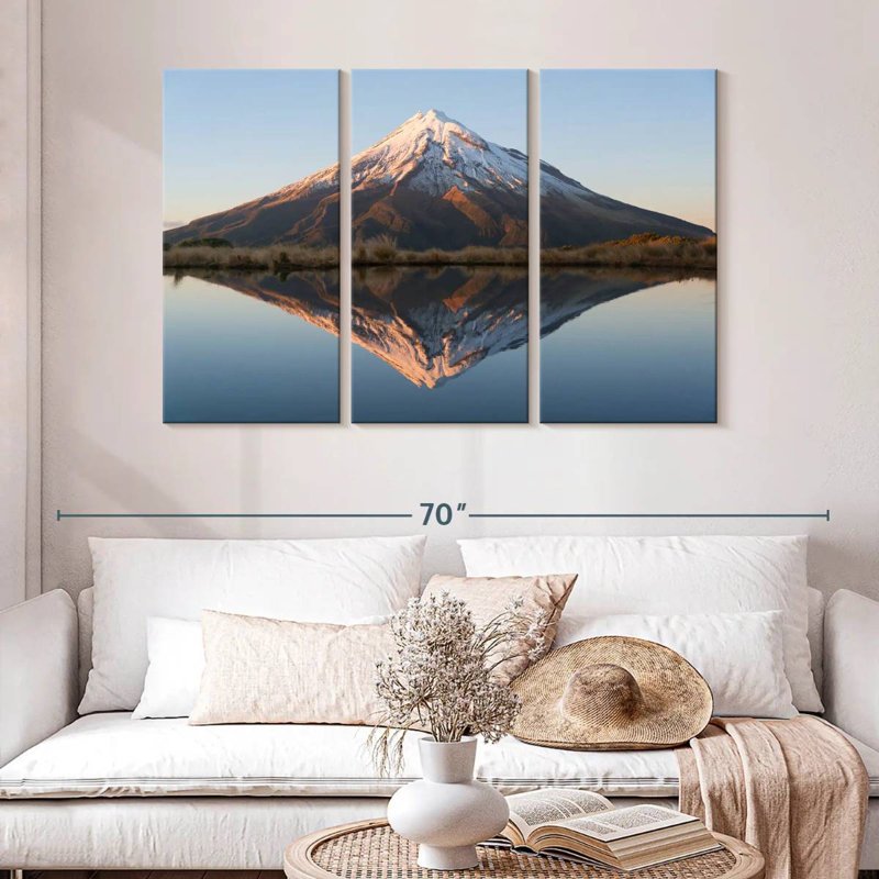 Coucher de soleil sur la montagne Alvord Taranaki, H 32 po x l 50 po