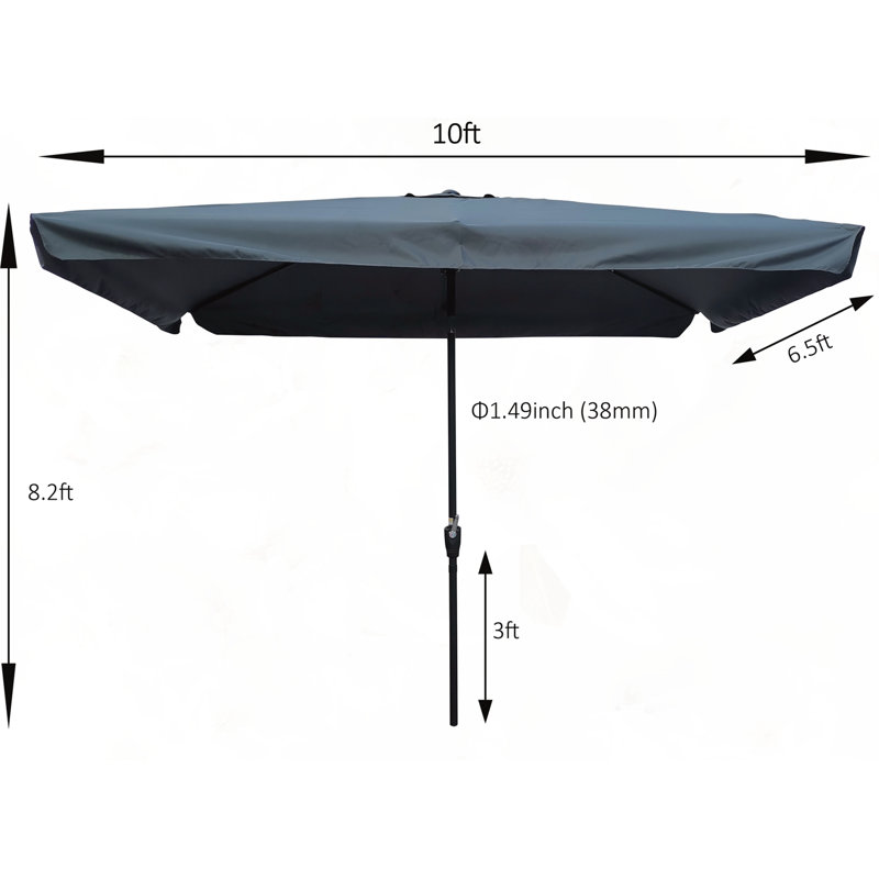 Parasol de patio 10 x 6,5 pi, Gris