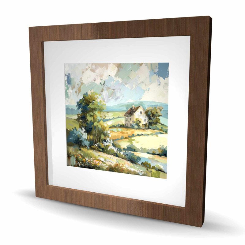 «On the plain» - Reproduction matte encadrée verte pour la décoration intérieure, H 16 po x l 16 po