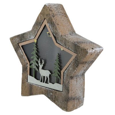Décoration de Noël étoile 13,25 "avec renne dans les bois