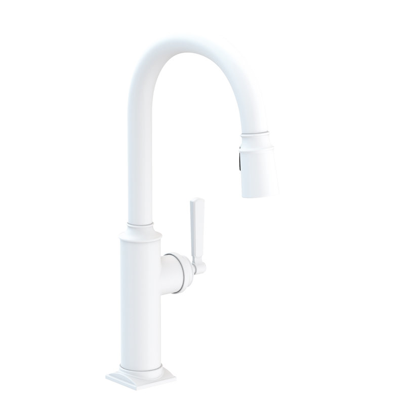 Adams Single Handle Pull Down Kitchen Faucet, Matte White