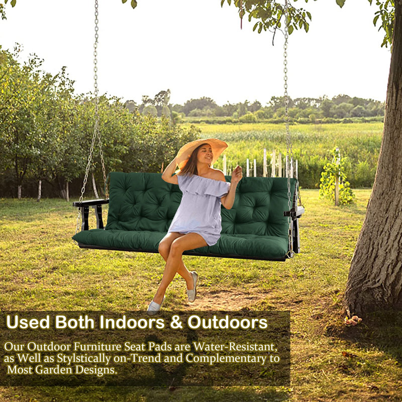 2-3 Seat Swing Replacement Cushion, Outdoor Bench Cushions With Backrest Thicken 4", 40" W x 20" D, Dark Green