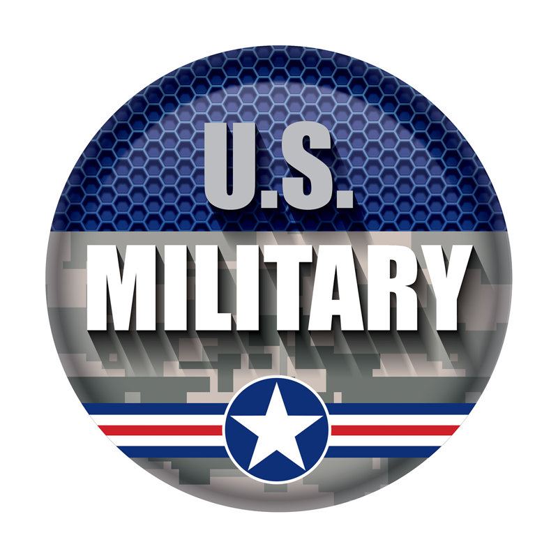 Bouton militaire US - 2 po - paquet de 6