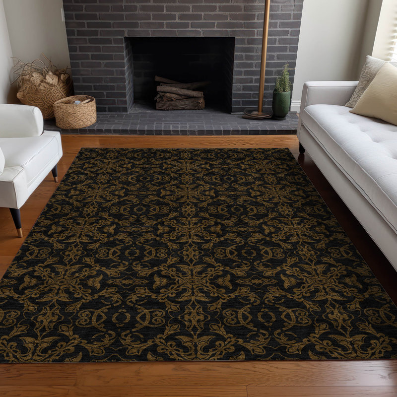 Premium Machine Washable Prisco Brown Rug, Rectangle 5' x 7'6"