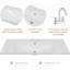 Meuble-lavabo blanc de 36 po, lavabo en céramique et bois massif en peuplier d'hévéa, une armoire, trois tiroirs, finition peinte, emplacement de lavabo encastré au centre, tablette réglable à rebord plat de 36 po, fixation pour robinet de 4 po-1819132206