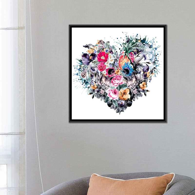 «Floral Forever», impression sur toile, H 18 po x l 18 po x P 1,5 po, Toile avec cadre noir, Pas de tapis