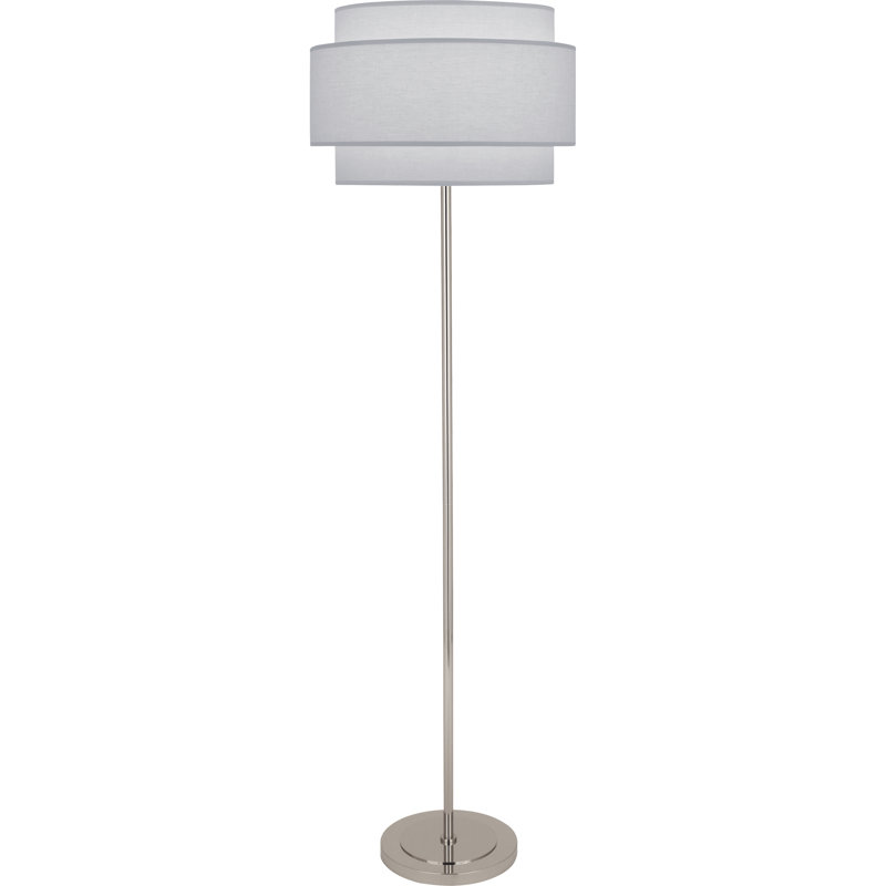 Decker 62.75'' Column Floor Lamp, Polished Nickel, Smoke Gray