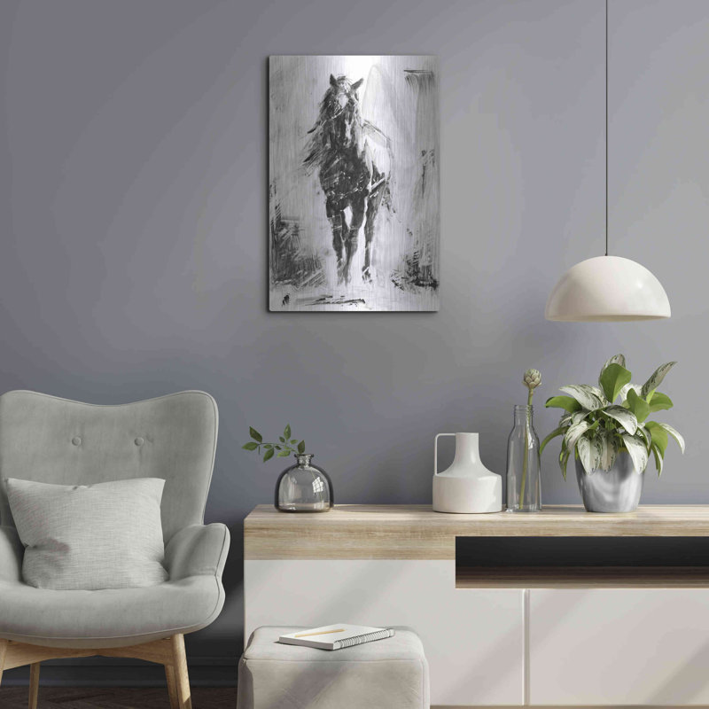 «Rustic Stallion II» par Ethan Harper, art mural en métal, H 24 po x l 16 po