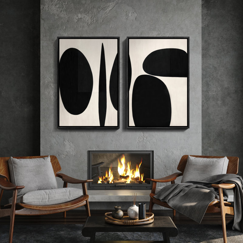 Art mural encadré, rétro, antique, classique pour chambre à coucher - 16 po x 24 po x 2 panneaux, H 24 po x l 16 po, Noir