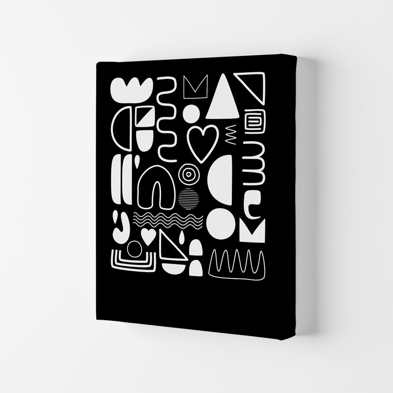 White And Black Scandi Shapes - Print, 84.01cm H x 59.4cm W x 4cm D, No Frame