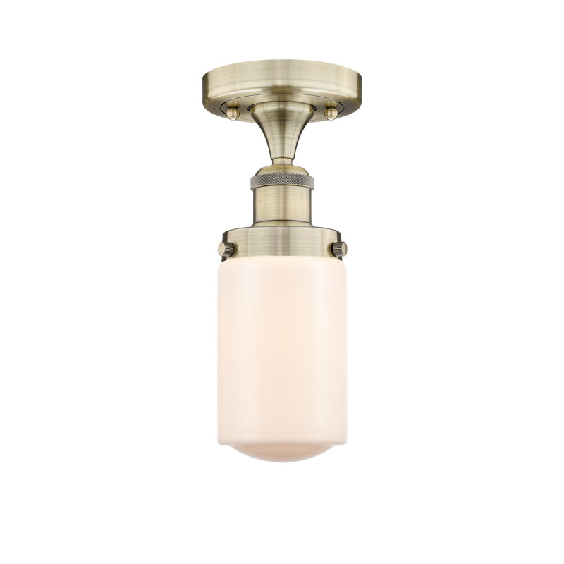 Plafonnier semi-encastré en verre Erkson, Laiton antique, Blanc mat