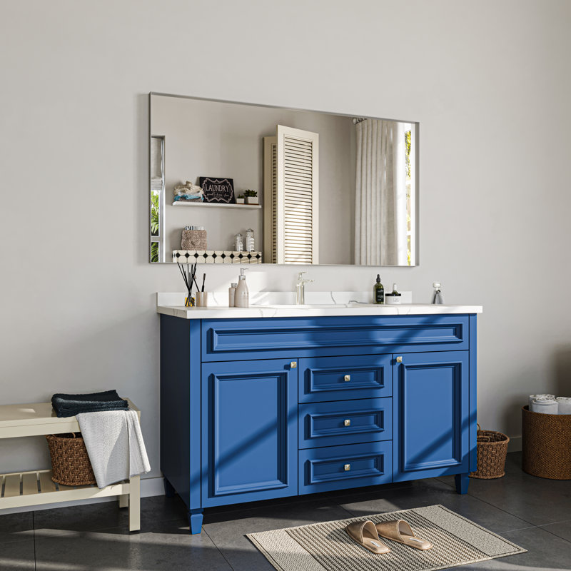 Miroir de salle de bain mural, Argent argent, 55 po x 30 po