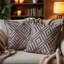 Housses de coussin en lin texturé beige et brun brodé 20 x 20 - Ensemble de cadeaux de Noël élégants