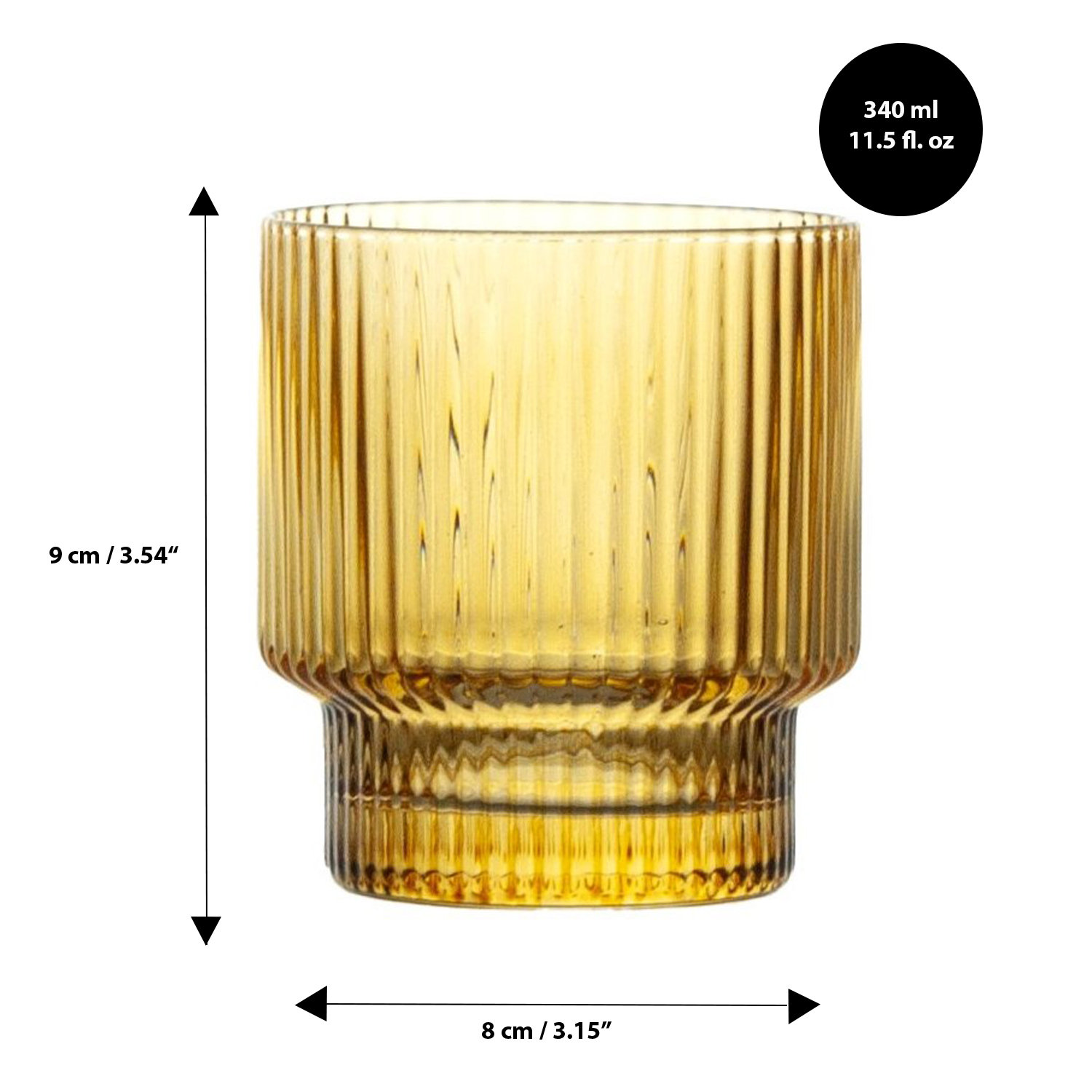 Hadley 11.5oz. Crystal Whiskey Glass Set, Amber