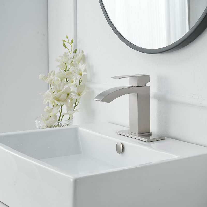 1 robinet de salle de bain monocommande avec bonde, Nickel brossé