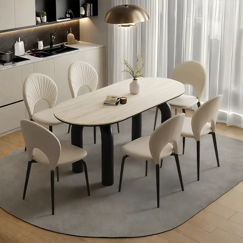 Ensemble de table de salle à manger et de chaises crème Wind Wind Rock, H 29,52 po x L 78,74 po x l 31,49 po