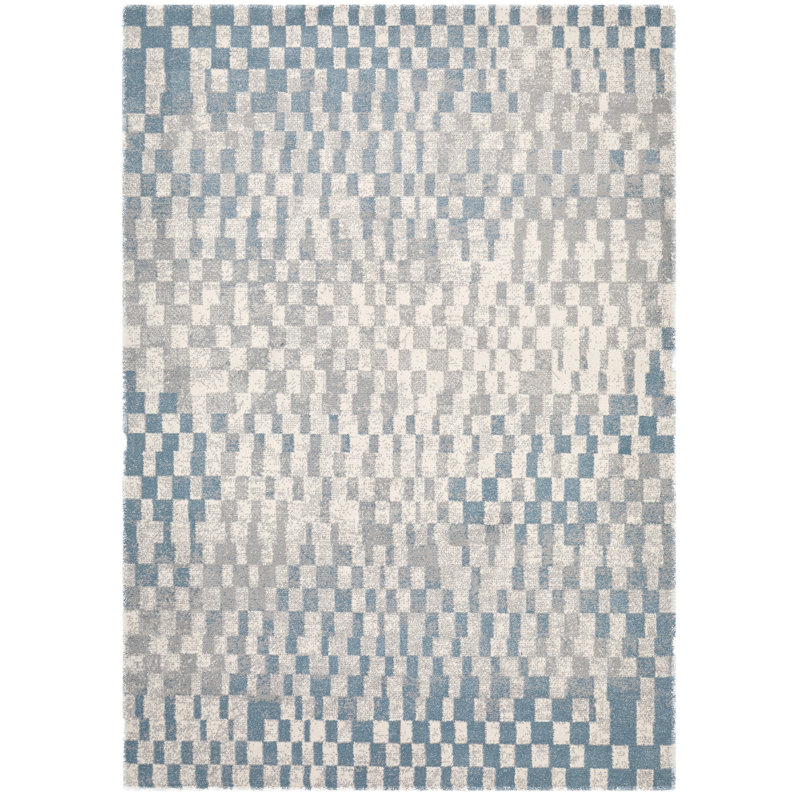 Ceballos Grey/Blue Rug, Rectangle 80 x 150cm