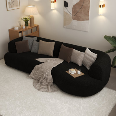 Canapé d'angle modulaire Cloud sans os de 279 cm (110 po), assise profonde et incurvée surdimensionnée avec 4 coussins de salon, aucun assemblage requis