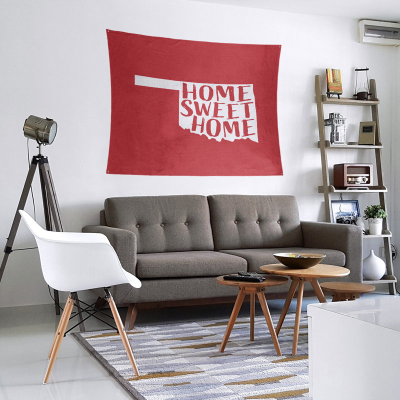Tapisserie Home Sweet Oklahoma, H 104 po x l 88 po, Rouge
