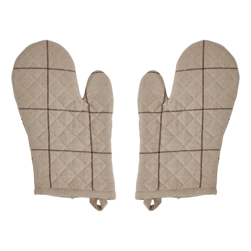 Connell Beige Cotton Quilted Oven Mitt Set