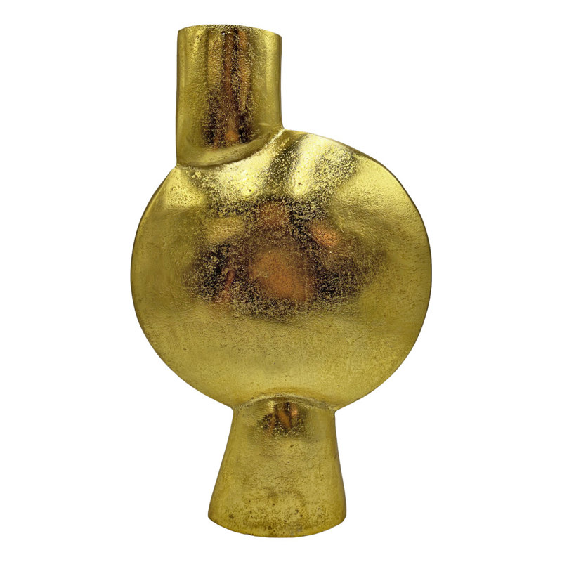 Arcus Handmade Aluminum Table Vase, Gold, 16" H x 10.5" W x 2.5" D