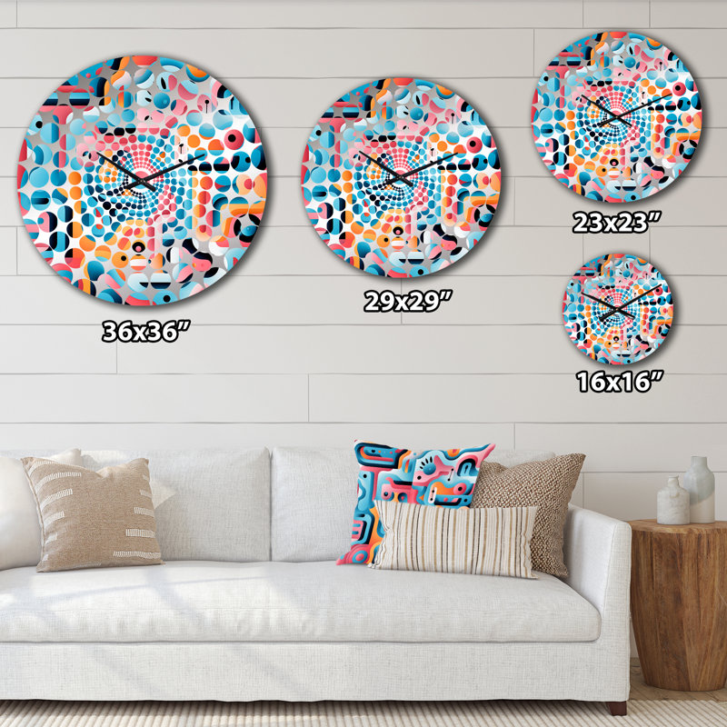 Illusions géométriques nomades roses - Horloge murale géométrique, Petit