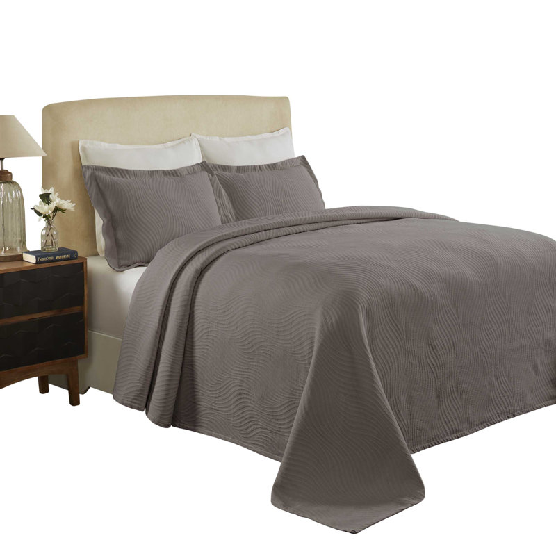 Blue Nile Mills Cotton Sateen Coverlet, Gray, Twin Coverlet + 1 Standard Pillowcase